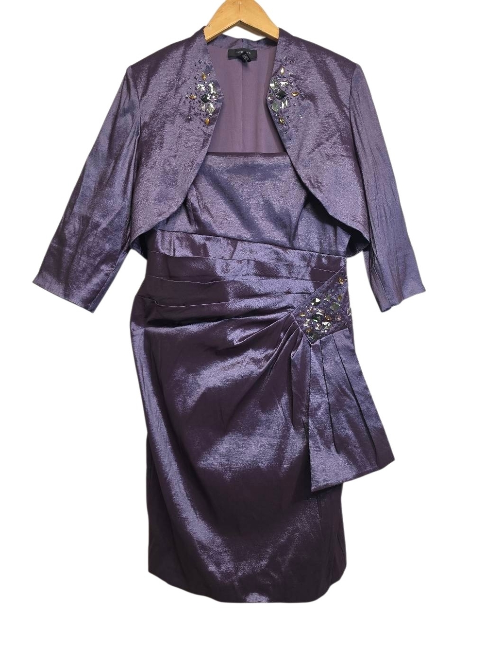 R&M Richards  Purple Embellished Mother Of The Bride Dress Size 14